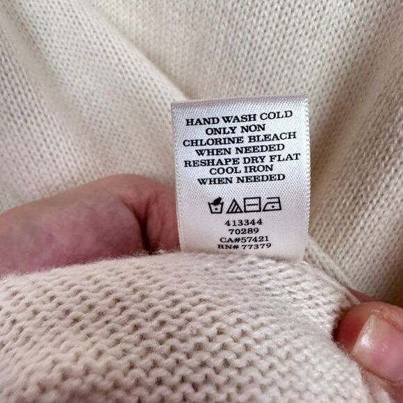 Ann Taylor Wool Cashmere Blend Turtleneck Jumper Sweater Sz M Ivory Cream Knit - Picture 8 of 10